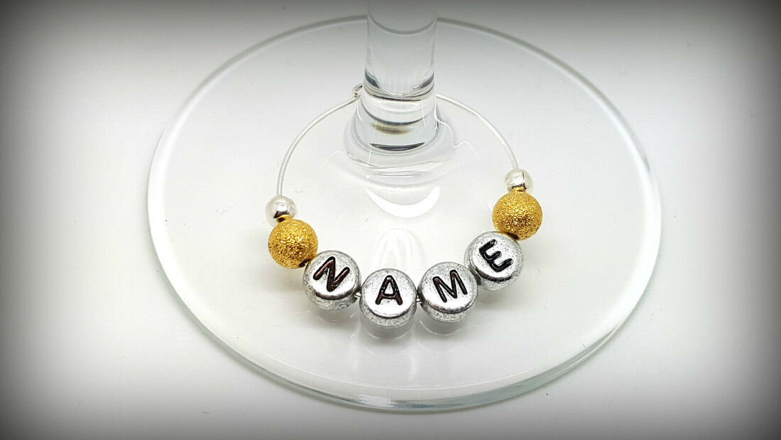 Personalised Wine Glass Charms Birthdays Weddings Hen Parties Christmas - gold