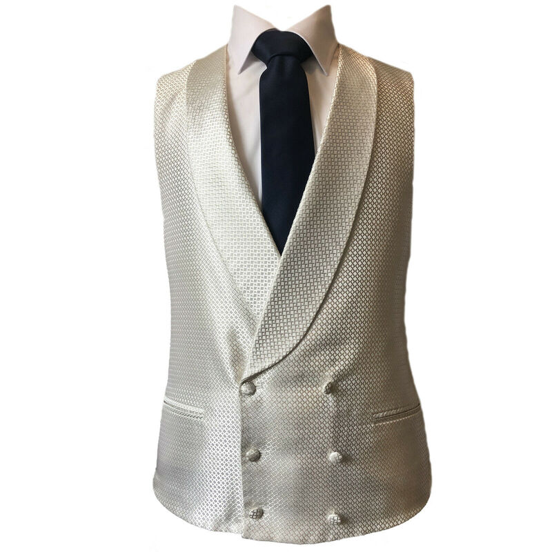 Ivory Double Breasted Waistcoat Vest Wedding Formal UK Men's and Page Boys, Cheap, Under £10