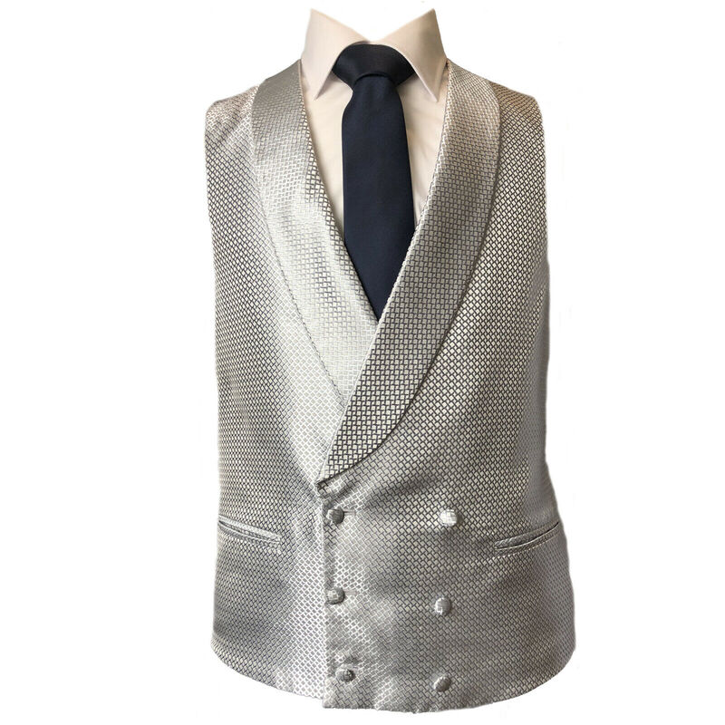 Grey Double Breasted Waistcoat Vest Wedding Formal UK Men's