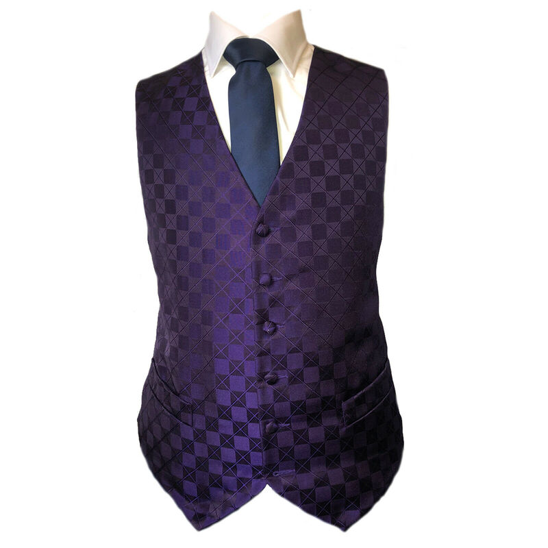 Cadbury Purple Diamond Waistcoat Vest Wedding Formal UK Men's, Under £10